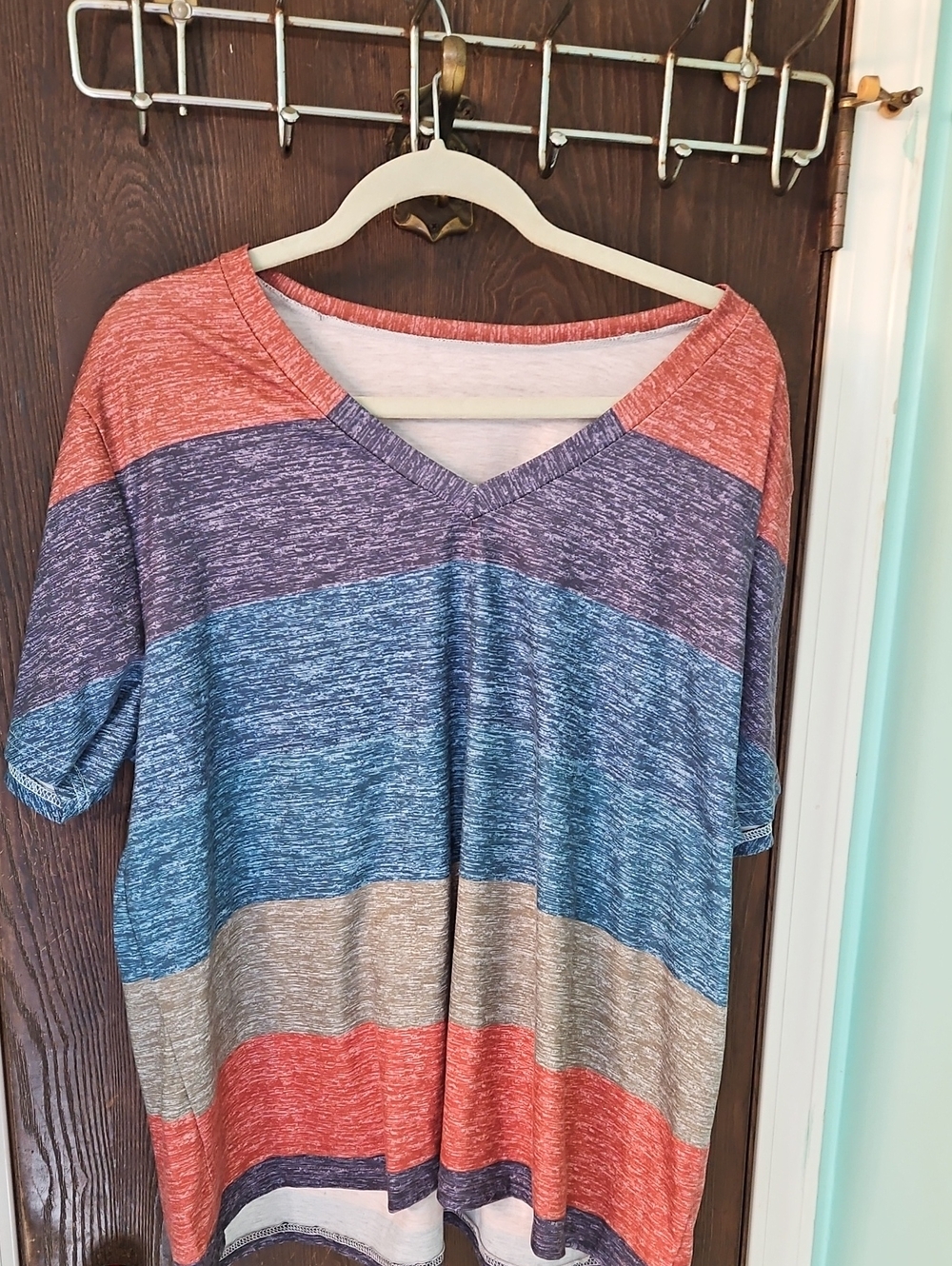 Relaxed V-Neck Striped Tee - Multicolor